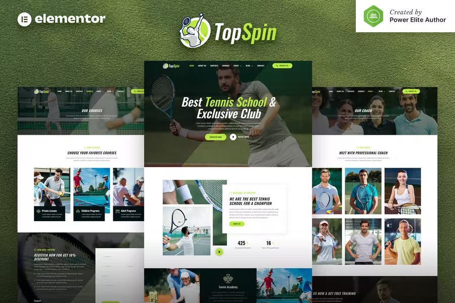 TOPSPIN – TENNIS SCHOOL & SPORTS CLUB ELEMENTOR TEMPLATE KIT